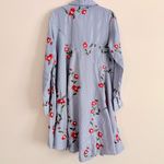 Vasna Blue Striped Embroidered Floral Shirt Dress Size Medium Photo 3
