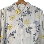 Charter Club Blue Yellow Floral Linen Button Down Shirt Size L Lagenlook Cottage Photo 3