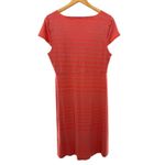 Toad & Co Rosemarie Dress Coral Geometric Print V Neck Knot Detail Midi Large Photo 5