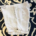 Per Se Linen Shorts  Blue White Striped Elastic Drawstring Waist Photo 4