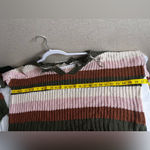 Wonderly  Distressed Striped V-Neck Sweater - Olive, Pink, Brown Photo 4