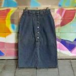 Vintage 90’s No Excuses long denim jean Midi skirt With Front Snaps Women’s 11 Blue Size undefined Photo 1