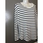 Gap  Shirt Womens Small White Navy Stripe Long Sleeve Luxe T Soft Photo 1