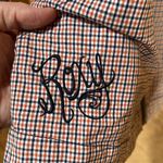 Roxy  Navy Blue Orange Plaid Hooded Jacket Size Medium Photo 6