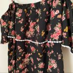 No Boundaries  Blouse Cold Shoulder Floral Print Black Ruffle Casual Juniors Plus Photo 1