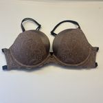 Victoria's Secret  Very Sexy Push Up Bra Tan Satin Lace Soft Cup Caged Size 36C Photo 4