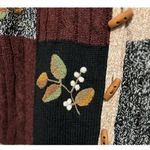 Erika  Women's Color Block Brown Tan Black‎ Sweater Wood Toggle Buttons Size M Photo 2