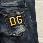 Dolce & Gabbana 90s  dark wash low rise bootcut denim jeans metal back plate Photo 2
