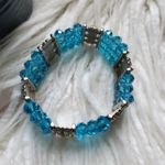Blue Bead & Metal Accent Stretch Beaded Bracelet Photo 1