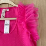 Anthropologie NWT  Pink Tulle Sleeve Top Photo 2