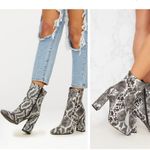 Pretty Little Thing  Black Snake High Point Ankle Boot Photo 1