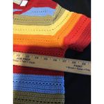 Liz Claiborne  Crochet‎ Knit Top Colorful Striped Short Sleeve Womens S/M Photo 4