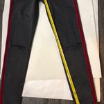 ZARA TRF Black Jeans with Maroon Velvet Stripe Photo 4