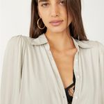 Free People  Small Serena Silky Shirt Crinkle Appearance Button Classic Elegant Photo 3