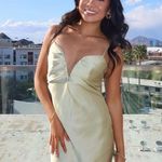 ZARA  dress maxi midi gown evening wedding party satin olive green corset Photo 0