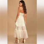 Lulus  size Medium Romantic Spot Cream Polka Dot Mesh Tiered Midi Dress NWT Photo 1