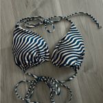 Shade & Shore Blue and Tan striped Bikini Top Photo 0