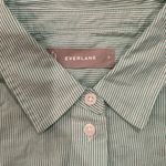 Everlane  Button Down Cotton Oversized Pinstripe Shirt Mint Green Size 2 Photo 9