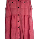 Umgee Sleeveless Button Down Raw Hem Stonewash Pink Dress Size Large Photo 0