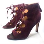 Nine West "UNFORGETTABLE" PURPLE SUEDE LACE UP BOOTIE STILETTO HEELS (6M) Photo 6