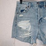 American Eagle AE Light Wash Denim High Rise Distressed 90s Boyfriend Short Photo 1