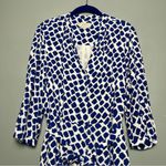 Hobbs London Magda Midi Shirt Dress Waist Tie Blue Patterned Women’s Size 10 Photo 4