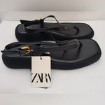 ZARA FLATFORM LEATHER SANDALS Black Photo 8