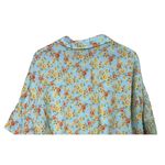 ZARA  Oversized Floral Print Cropped Collard Short Sleeve Shirt Pocket XXL Blue Photo 5