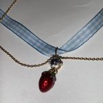 Miu Miu  Crystal, Enamel & Ribbon Strawberry Necklace Photo 2