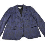 Chico's  Women's Jacquard Blazer Jacket Size Medium Black Purple Floral Brocade Photo 0