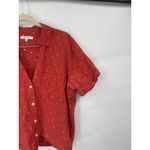 Madewell  V-Neck Pocket Shirt Red Floral Jacquard Sz M Button Down Western Indie Photo 5