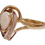 10K 10KT FINE Yellow Gold Tanzanite Teardrop Opal Women’s Ring Size 7 Photo 2