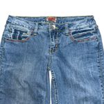 Rare Y2K NOBO Low Rise Flare Jeans Size 11 / 30” Bling Pocket Colorful Stitching Blue Photo 3
