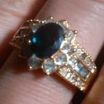 Simulated Emerald and White Crystal Gold Plate Ring (Size 10) Photo 5