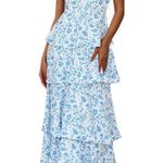 floral maxi ruffle tiered dress Blue Size L Photo 3