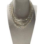Vintage 3 Strand AB Aurora Borealis Crystal Faceted Beads Style Necklace 15.5” White Photo 0