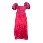 Vintage 80s Pink Satin Lace Puff Sleeve Prom Dress Hip Bow Womens Size 6 Photo 3