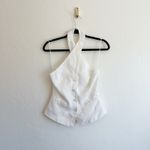 Reformation  | Tate 100% Linen Halter Button Vest Blouse Top White Size 2 Photo 6