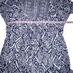 BeachLunchLounge  Short Sleeve Tassle Mini Dress Women's‎ Large Navy Blue Aztec Photo 5