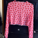 SheIn Strawberry Print Mesh Top Photo 0