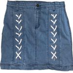 Simplee Apparel SIMPLEE decorative lace up blue jean skirt Medium‎ Photo 0