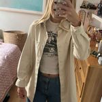 ZARA Cream Vegan Leather Button Down Photo 0