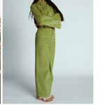 Roxy NWT  x Chloe Kim Corduroy High Waist Wide Leg Pants Moss Green Photo 4