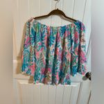 Lilly Pulitzer Lily Pulitzer Tropical Blue and Pink off the shoulder top Photo 5