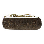 Moyna Beaded Clutch Handbag Brown Gold Swirl Pattern Chain Strap Evening Bag Photo 2