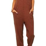 l*space L Tropicalia Romper Tank Hand Pockets Tie Back 100% Cotton Brown Small Photo 0