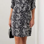 Club Monaco Floral Wrap Dress Black/White Size 0 Photo 0