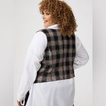 Torrid  Stretch Twill Fitted Vest Elation Plaid Deep Black Tan Vest Button Up NWT Photo 1