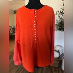 Free People We The Free Back At It Henley Oversized Orange Long Sleeve Top XS NWOT Photo 2