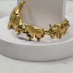 Vintage AJC Noahs Ark Bracelet 7" Gold Tone Animals Linked Metal Jewelry Photo 1